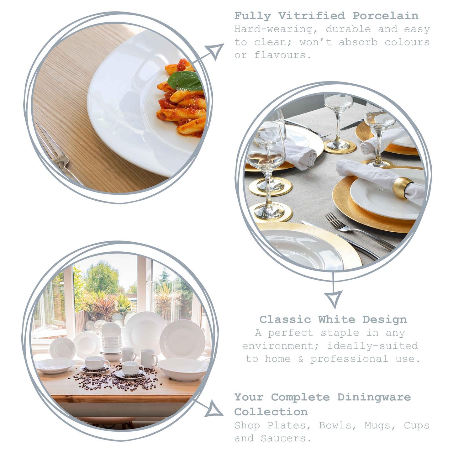 19cm White China Dessert Plates - Pack of Six