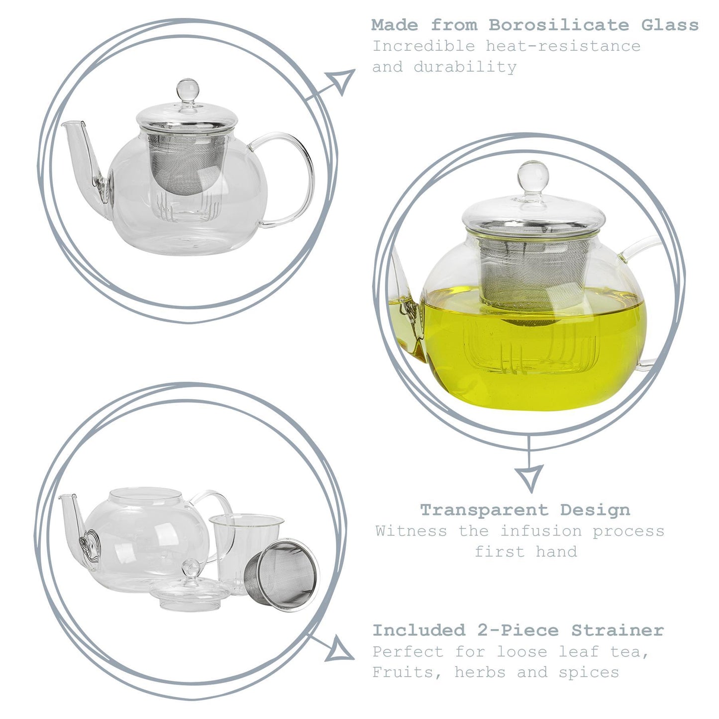 1.1L Glass Infuser Teapot