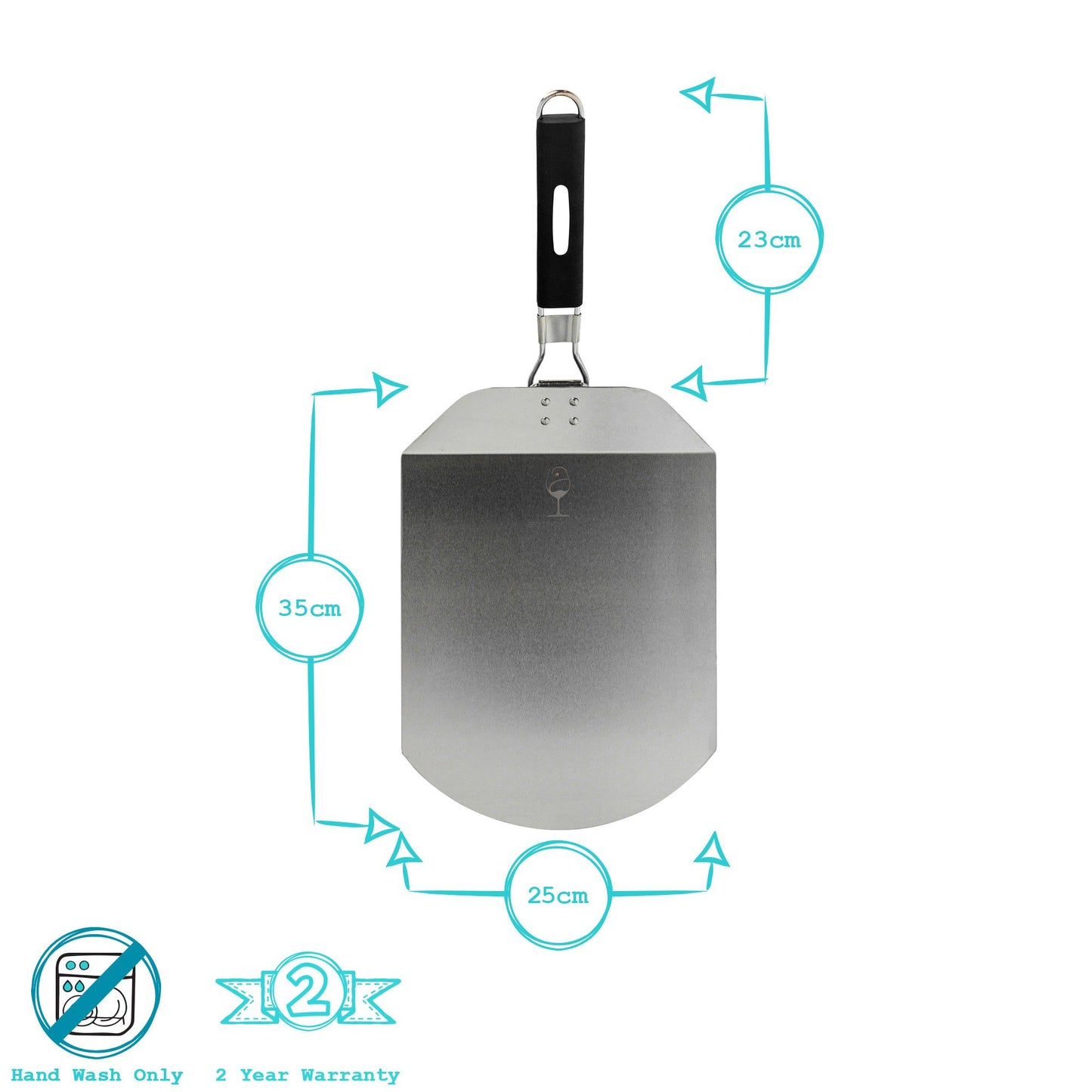 10" Stainless Steel Folding Pizza Peel with Rubber Handle
