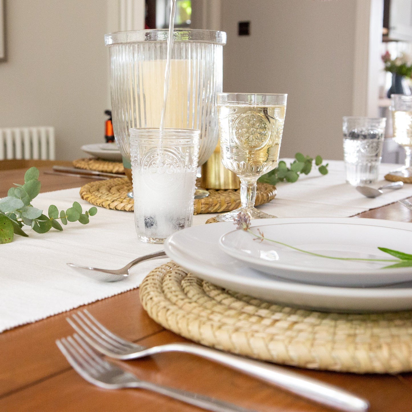 12pc Woven Palm Leaf Placemats & Coasters Set