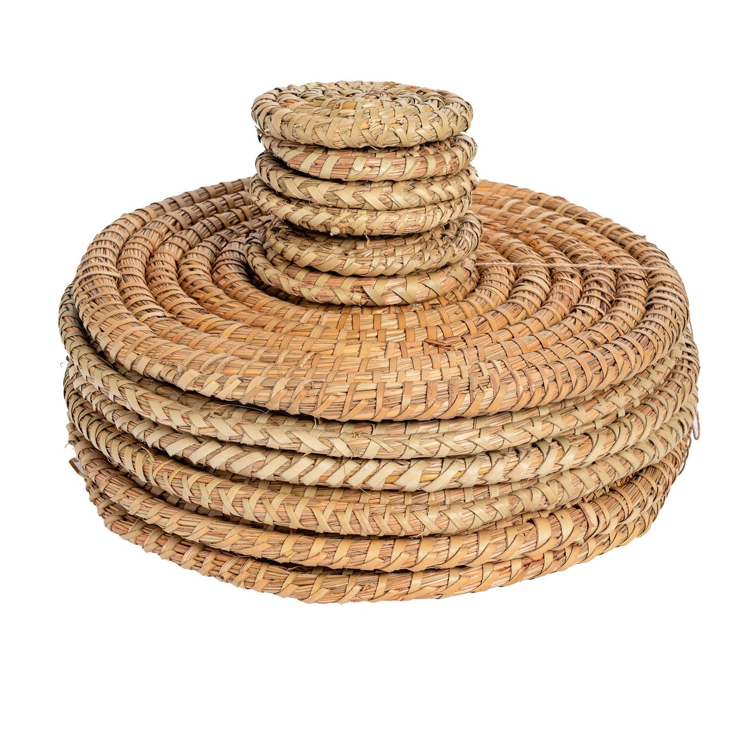 12pc Woven Palm Leaf Placemats & Coasters Set