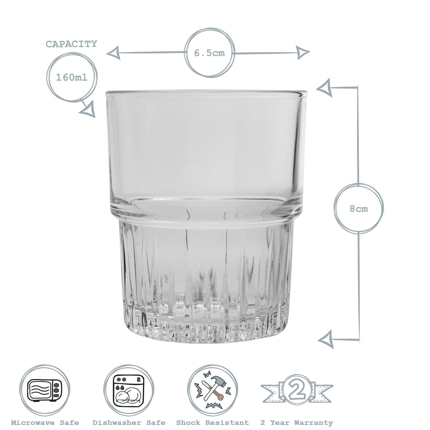160ml Emplilable Stacking Tumblers - Pack of Six