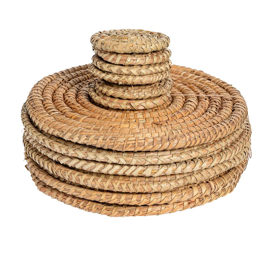 12pc Woven Palm Leaf Placemats & Coasters Set